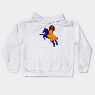 Black anime princess on horse ! beautiful  black girl with Afro hair, green eyes, Cherry pink lips and dark brown skin. Hair love ! Kids Hoodie